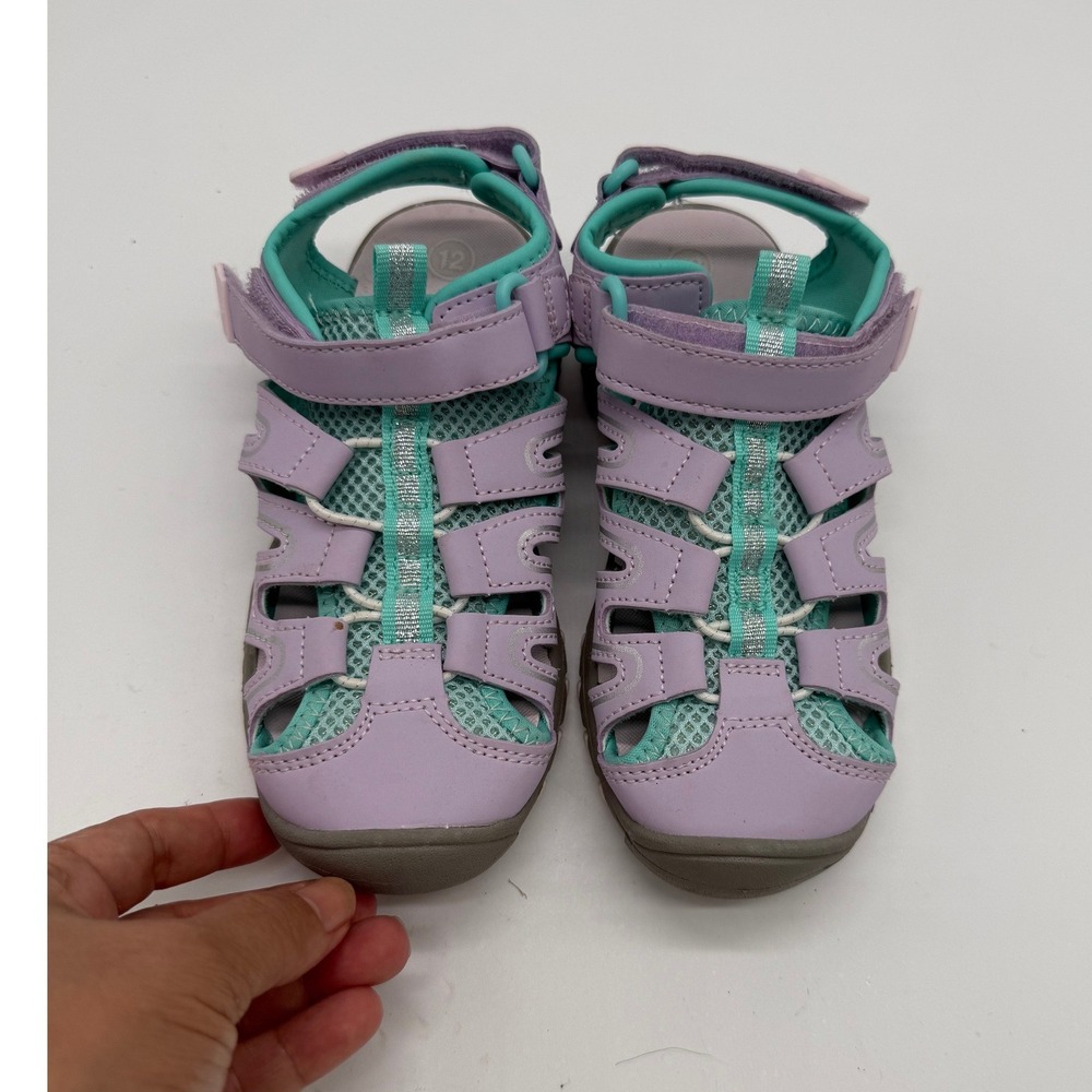 Cat & Jack Girls Aqua Purple Fisherman Sandals Size 12 F00328133